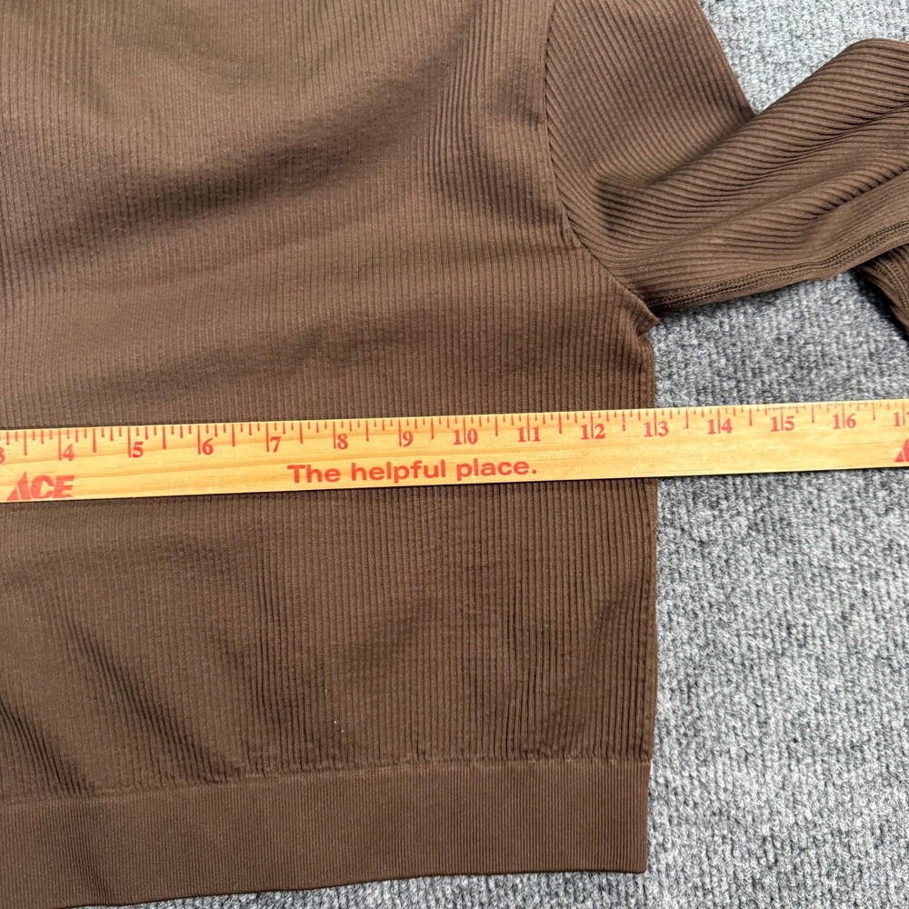Adanola Ultimate Long Sleeve Crop Top Brown Ribbed Knit Seamless Size Small - Picture 5 of 6